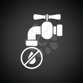 Water faucet with dropping water icon. Black background with white. Vector illustration.