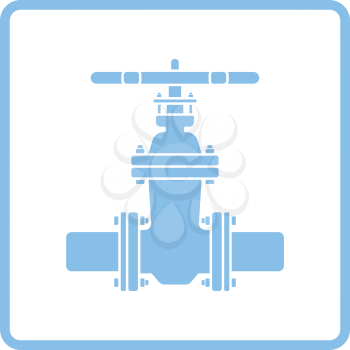 Pipe valve icon. Blue frame design. Vector illustration.