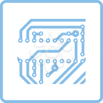 Circuit board icon. Blue frame design. Vector illustration.