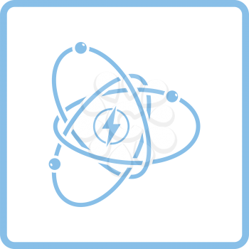 Atom energy icon. Blue frame design. Vector illustration.