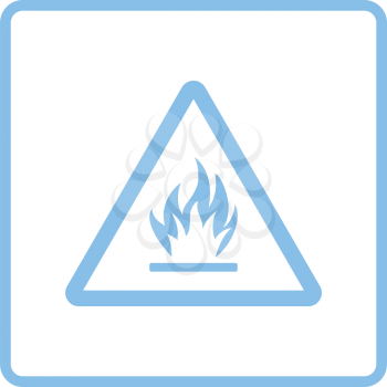 Flammable icon. Blue frame design. Vector illustration.