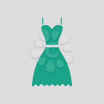 Dress icon. Gray background with green. Vector illustration.