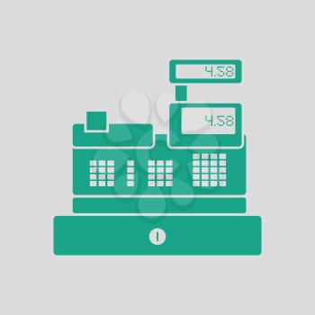 Cashier icon. Gray background with green. Vector illustration.