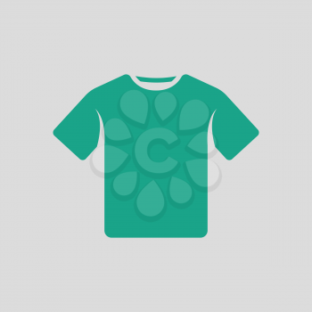 T-shirt icon. Gray background with green. Vector illustration.