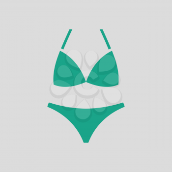 Bikini icon. Gray background with green. Vector illustration.