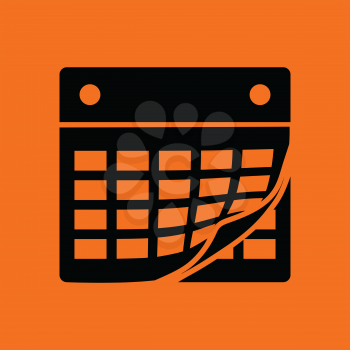 Calendar icon. Orange background with black. Vector illustration.