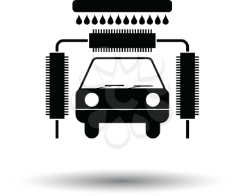 Car wash icon. White background with shadow design. Vector illustration.