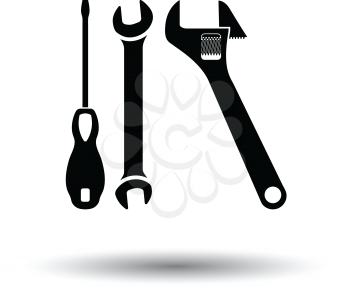 Wrench and screwdriver icon. White background with shadow design. Vector illustration.