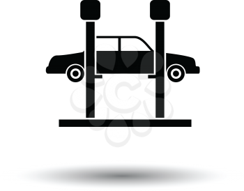 Car lift icon. White background with shadow design. Vector illustration.