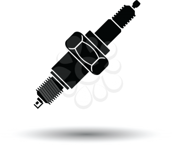 Spark plug icon. White background with shadow design. Vector illustration.