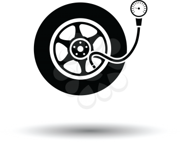 Tire pressure gage icon. White background with shadow design. Vector illustration.
