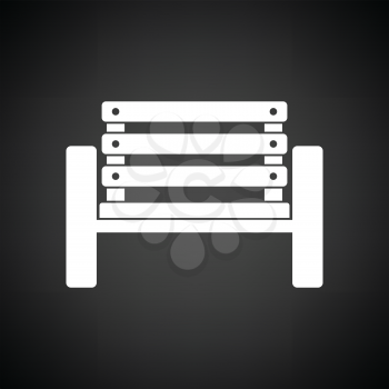 Tennis player bench icon. Black background with white. Vector illustration.