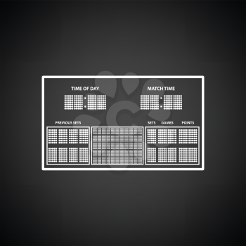 Tennis scoreboard icon. Black background with white. Vector illustration.