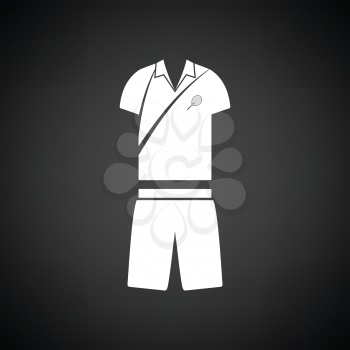 Tennis man uniform icon. Black background with white. Vector illustration.