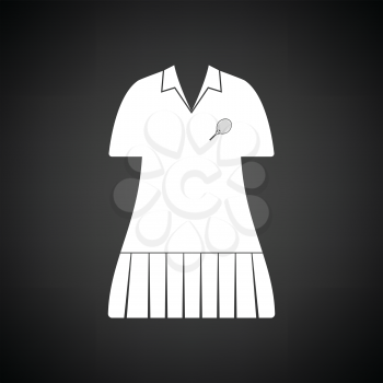 Tennis woman uniform icon. Black background with white. Vector illustration.