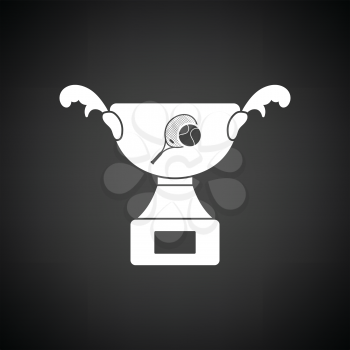 Tennis cup icon. Black background with white. Vector illustration.