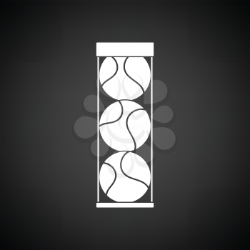Tennis ball container icon. Black background with white. Vector illustration.