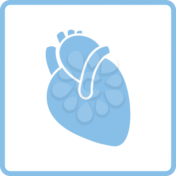 Human heart icon. Blue frame design. Vector illustration.