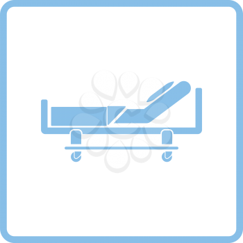 Hospital bed icon. Blue frame design. Vector illustration.