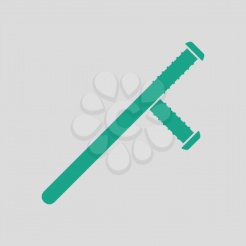 Police baton icon. Gray background with green. Vector illustration.