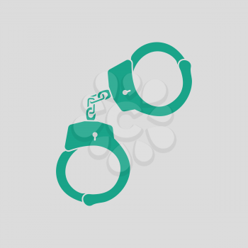 Handcuff  icon. Gray background with green. Vector illustration.