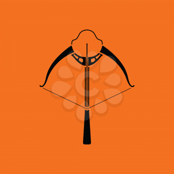 Crossbow icon. Orange background with black. Vector illustration.