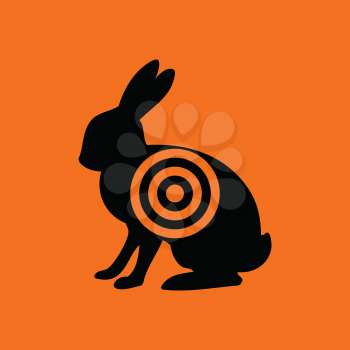 Hare silhouette with target  icon. Orange background with black. Vector illustration.