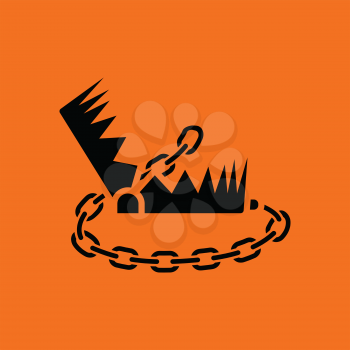 Bear hunting trap  icon. Orange background with black. Vector illustration.