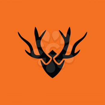 Deer's antlers  icon. Orange background with black. Vector illustration.