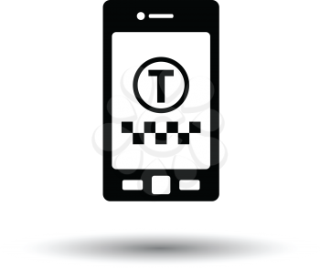 Taxi service mobile application icon. White background with shadow design. Vector illustration.