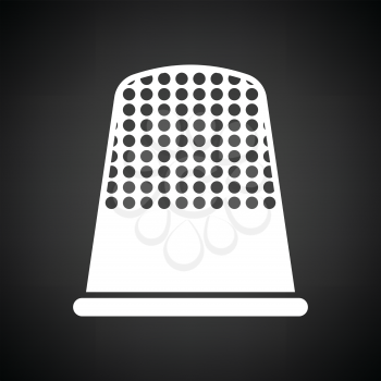 Tailor thimble icon. Black background with white. Vector illustration.