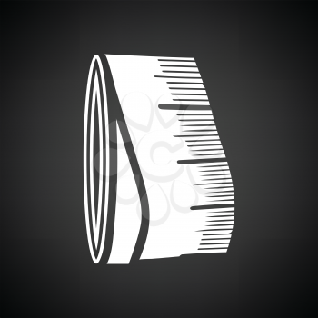 Tailor measure tape icon. Black background with white. Vector illustration.