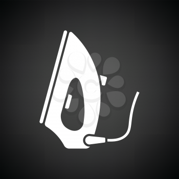 Steam iron icon. Black background with white. Vector illustration.