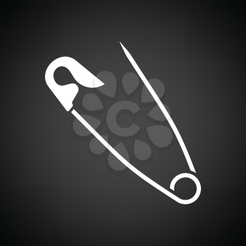 Tailor safety pin icon. Black background with white. Vector illustration.