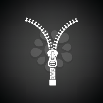 Sewing zip line icon. Black background with white. Vector illustration.