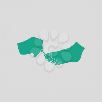 Pedicure icon. Gray background with green. Vector illustration.