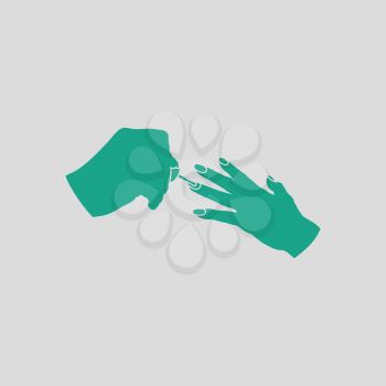 Manicure icon. Gray background with green. Vector illustration.