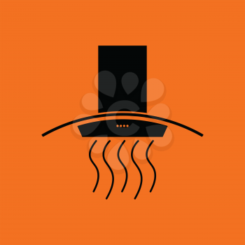 Kitchen hood icon. Orange background with black. Vector illustration.