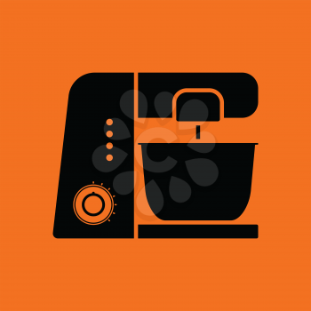 Kitchen food processor icon. Orange background with black. Vector illustration.