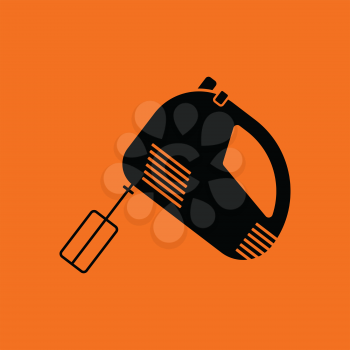 Kitchen hand mixer icon. Orange background with black. Vector illustration.