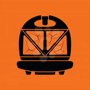 Kitchen sandwich maker icon. Orange background with black. Vector illustration.