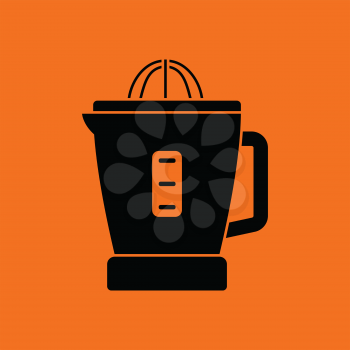 Citrus juicer machine icon. Orange background with black. Vector illustration.
