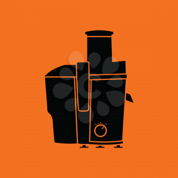 Juicer machine icon. Orange background with black. Vector illustration.