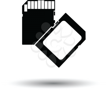 Memory card icon. Black background with white. Vector illustration.
