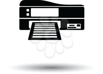 Printer icon. Black background with white. Vector illustration.
