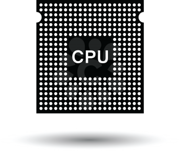 CPU icon. Black background with white. Vector illustration.