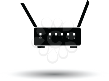 Wi-Fi router icon. Black background with white. Vector illustration.