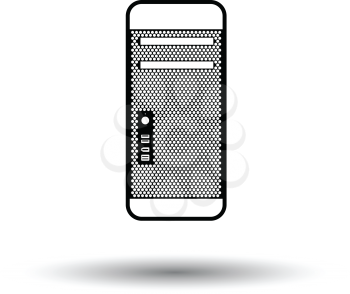 System unit icon. Black background with white. Vector illustration.