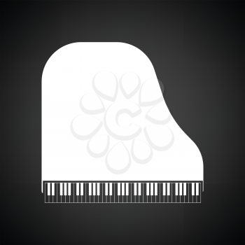 Grand piano icon. Black background with white. Vector illustration.