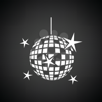 Night clubs disco sphere icon. Black background with white. Vector illustration.